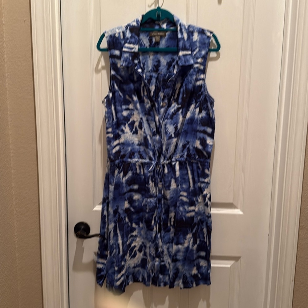 Tommy Bahama Celeste Palm Sleeveless Linen Shirtdress